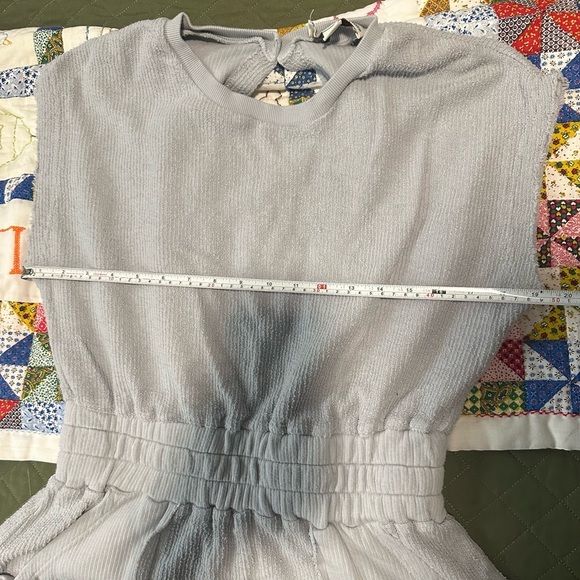 VINTAGE HAVANA Washed Texture Terry Shorts Romper In Light Grey Small - Picture 8 of 9